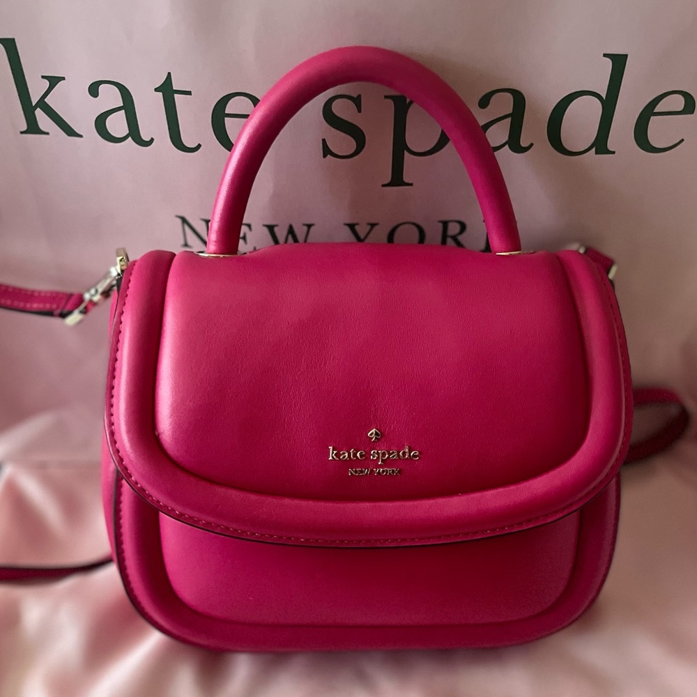 Last chance! Kate Spade ♠️ Puffy Leather top handle crossbody purse!Barbie pink